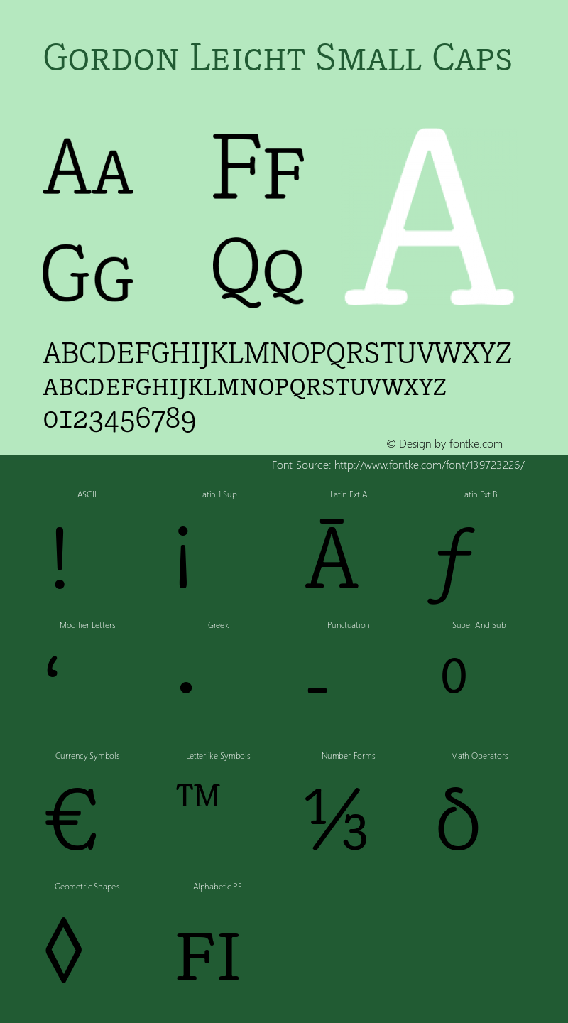 Gordon Leicht Small Caps Version 2.001 Font Sample