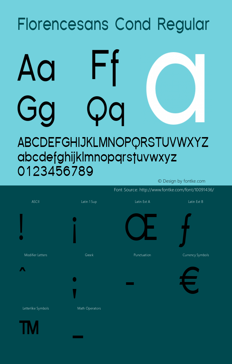 Florencesans Cond Regular 1.0 Font Sample