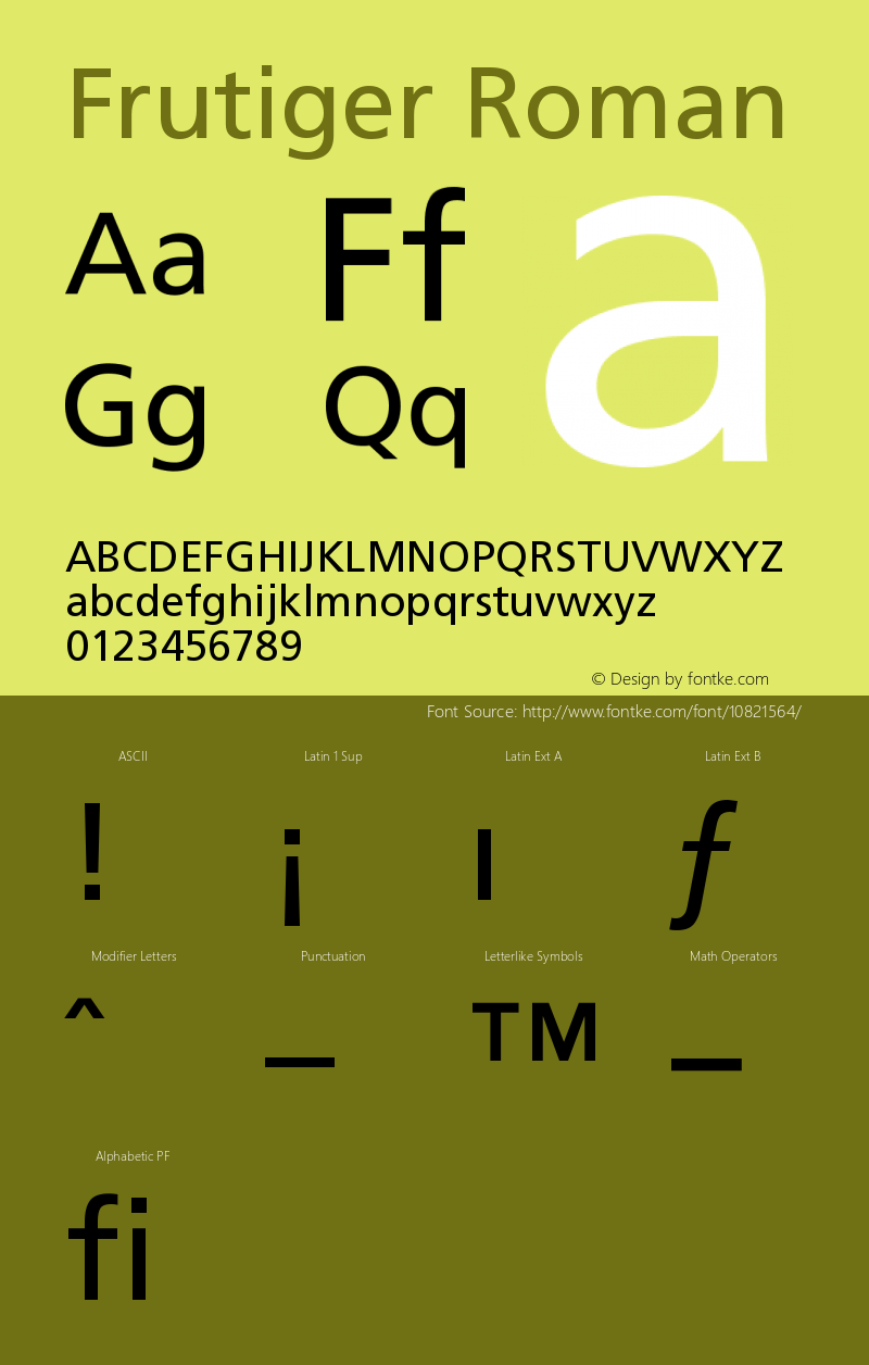 Frutiger Roman Version 001.001 Font Sample