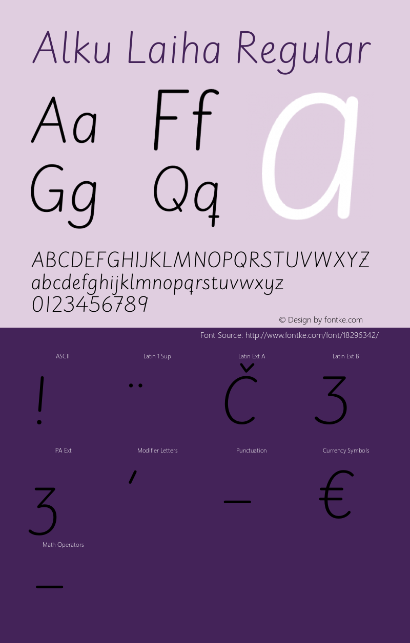 Alku Laiha Regular Version 3.069 Font Sample