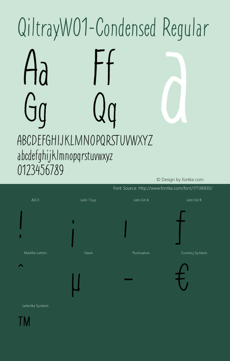 QiltrayW01-Condensed Regular Version 1.00 Font Sample