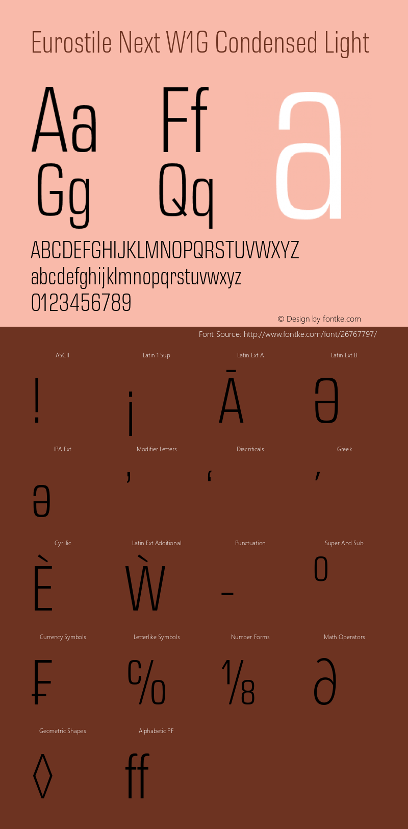 Eurostile Next W1G Cn Light Version 1.00 Font Sample