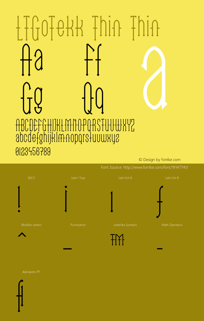 LinotypeGoTekk-Thin Version 001.000 Font Sample