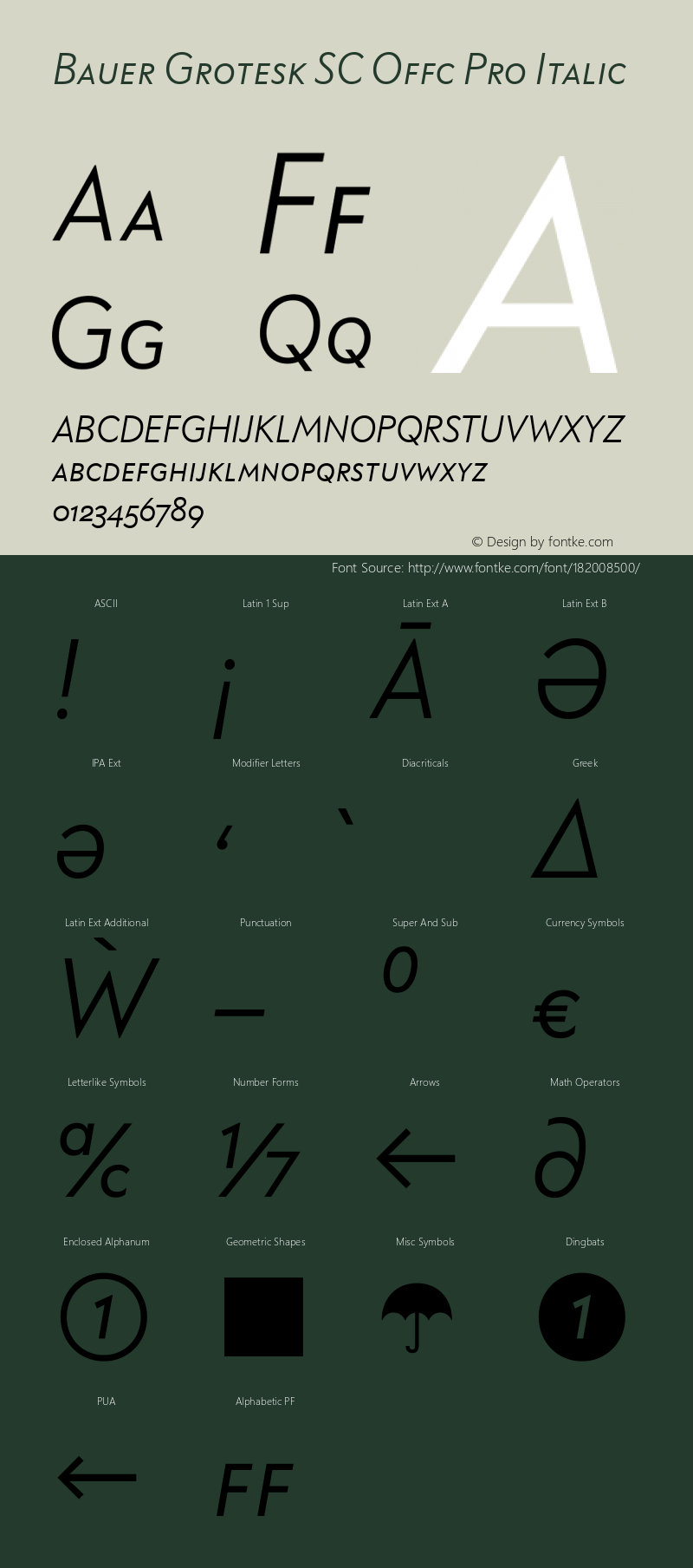 Bauer Grotesk SC Offc Pro Italic Version 7.504; 2014; Build 1020图片样张