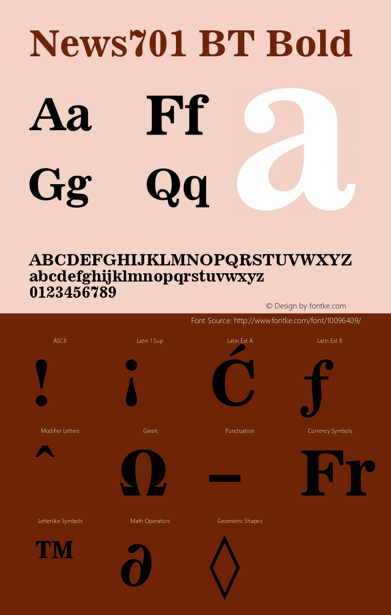 News701 BT Bold Version 2.001 mfgpctt 4.4 Font Sample