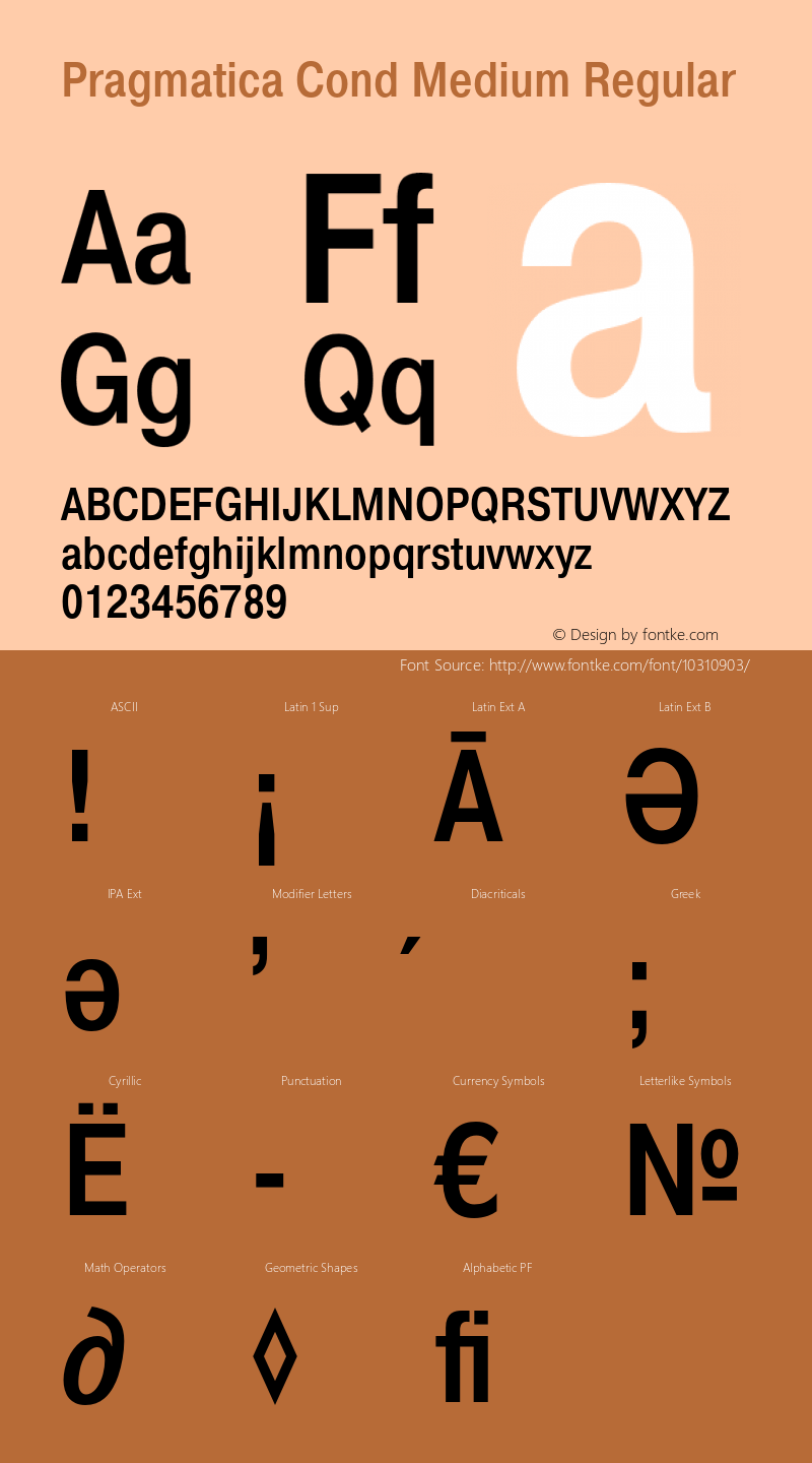 Pragmatica Cond Medium Regular Version 1.000;PS 001.001;hotconv 1.0.38 Font Sample