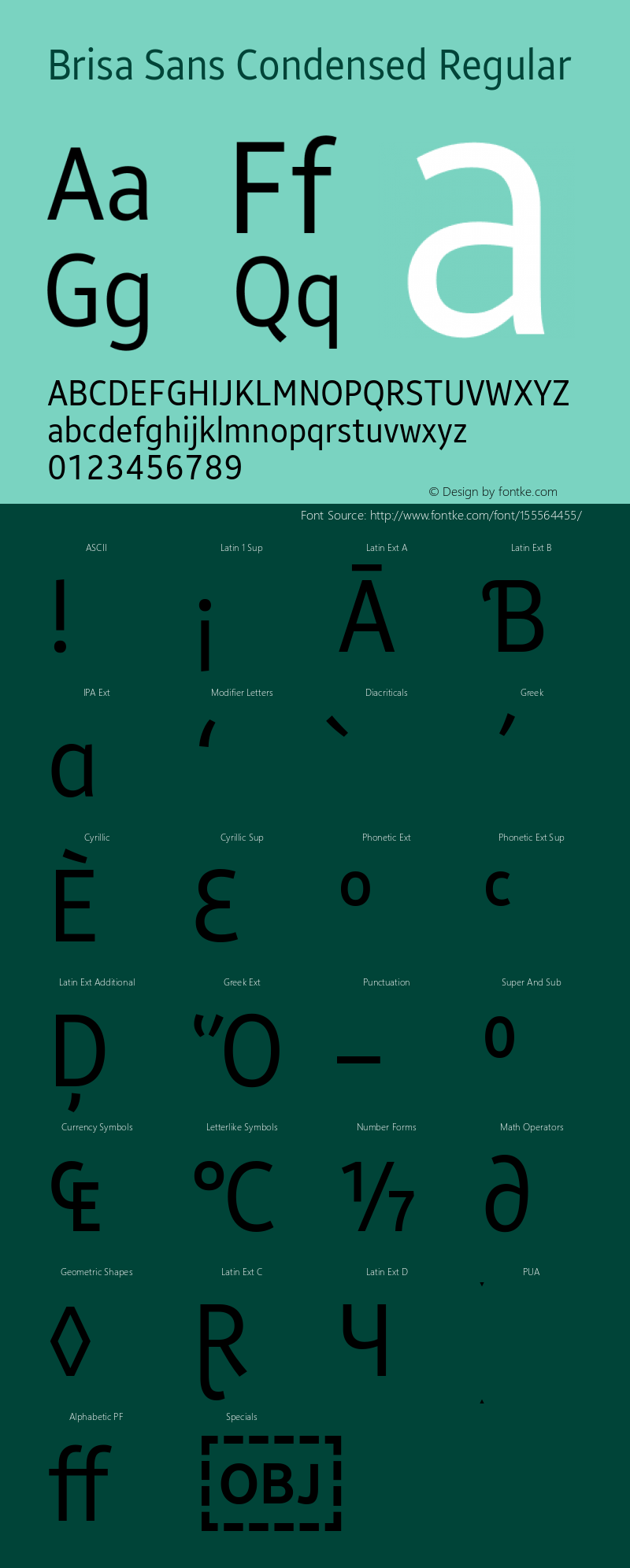 Brisa Sans Condensed Version 1.002;April 2, 2021;FontCreator 13.0.0.2655 32-bit Font Sample