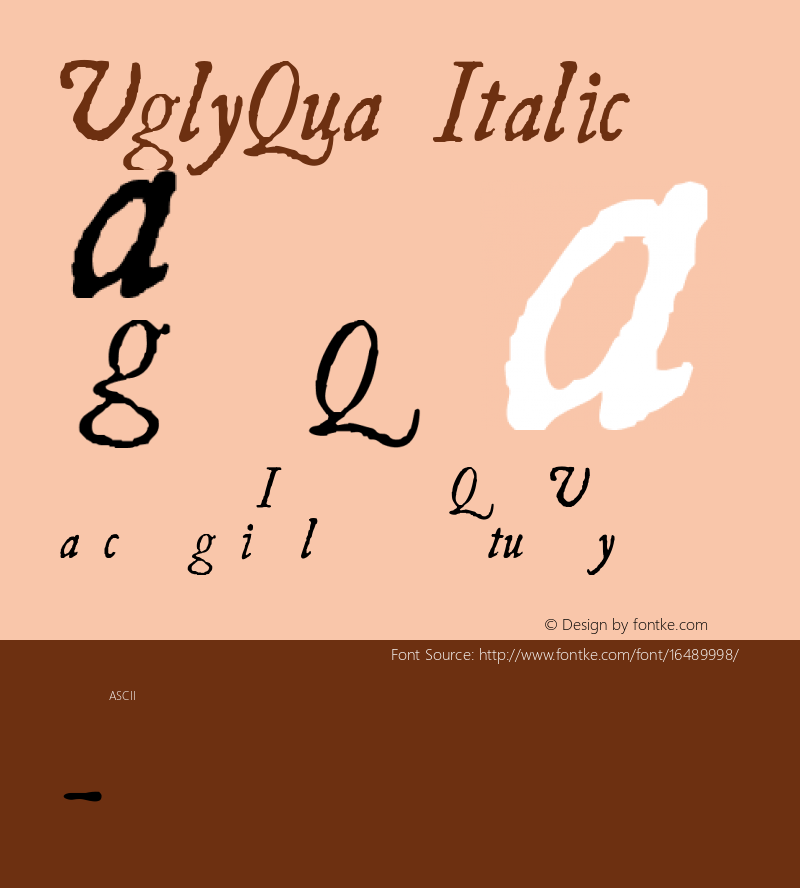 UglyQua Italic 1.0 2004-11-06 Font Sample