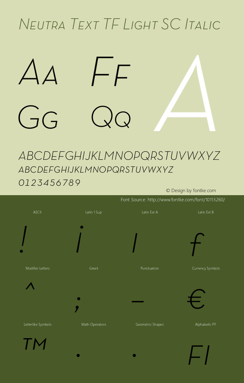 Neutra Text TF Light SC Italic OTF 1.000;PS 001.000;Core 1.0.29 Font Sample