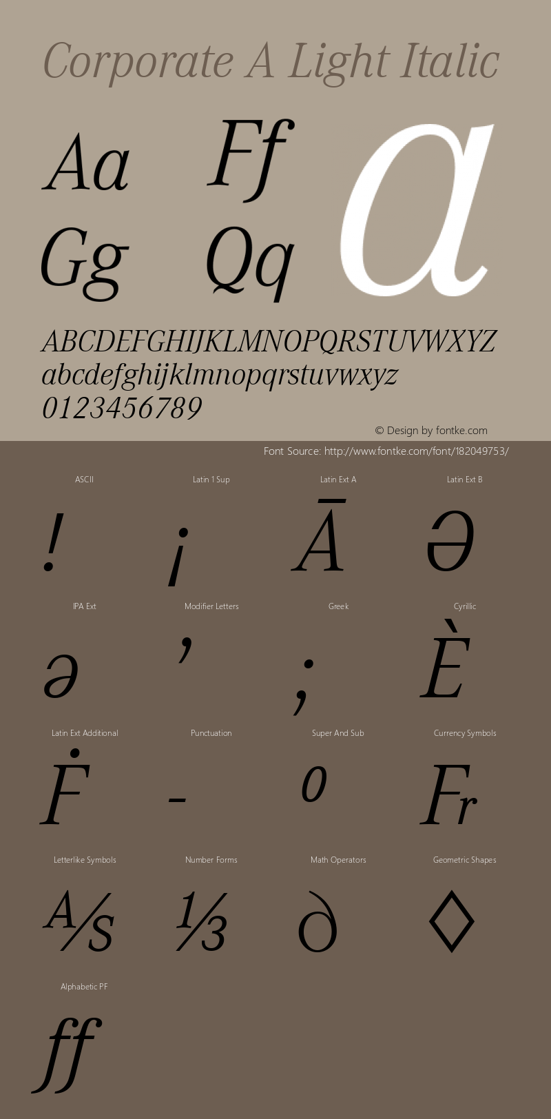 Corporate A Light Italic Version 1.00图片样张