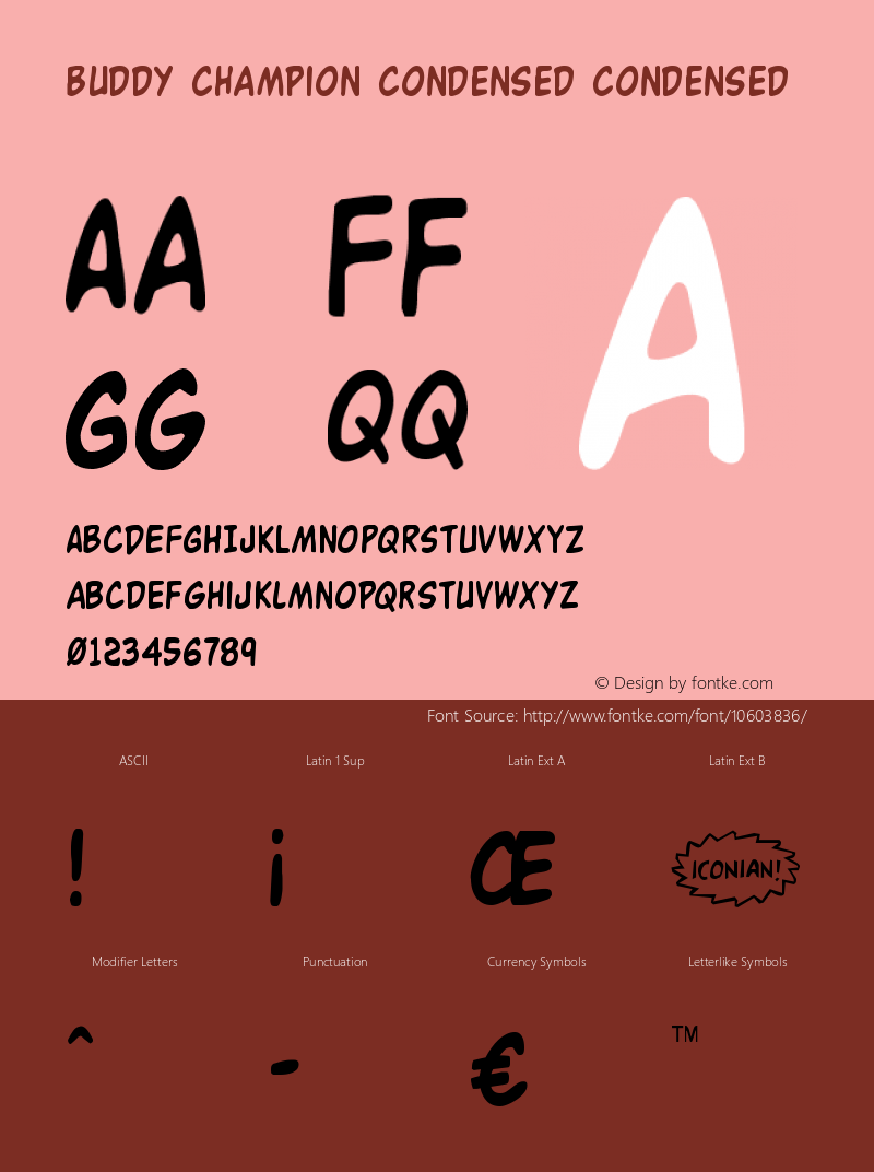 Buddy Champion Condensed Condensed Version 1.0; 2014 Font Sample