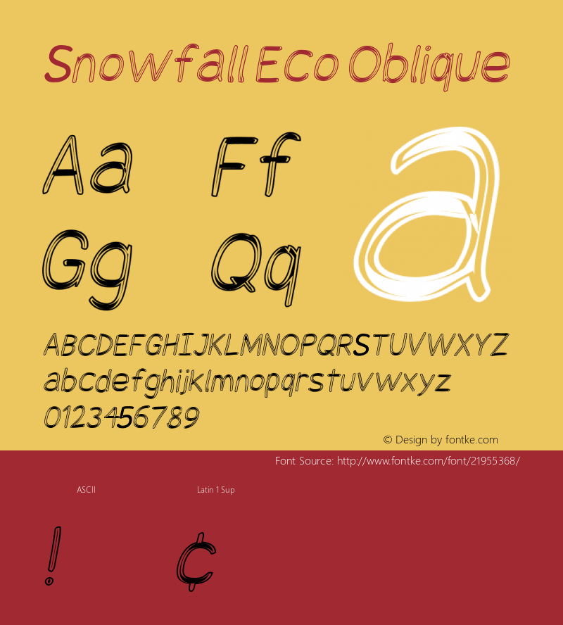 Snowfall Eco Oblique Version 0.9 Font Sample