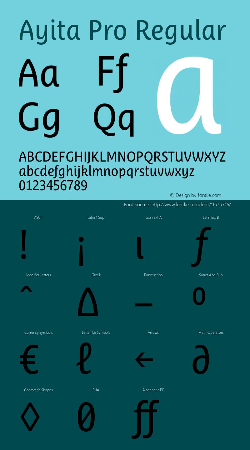 Ayita Pro Regular Version 1.002 Font Sample