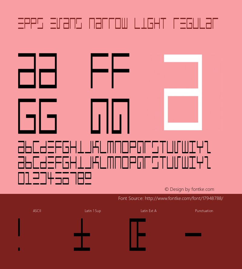 Epps Evans Narrow Light Regular Macromedia Fontographer 4.1.3 4/3/97 Font Sample