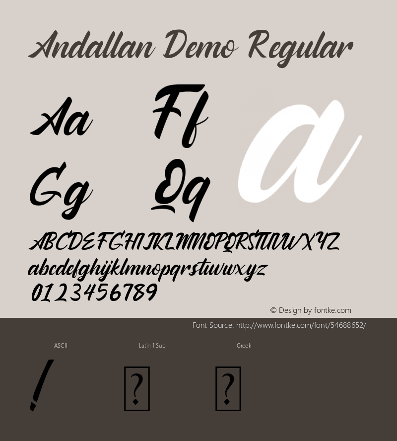 Andallan Demo Version 1.00;January 22, 2020;FontCreator 12.0.0.2535 64-bit Font Sample