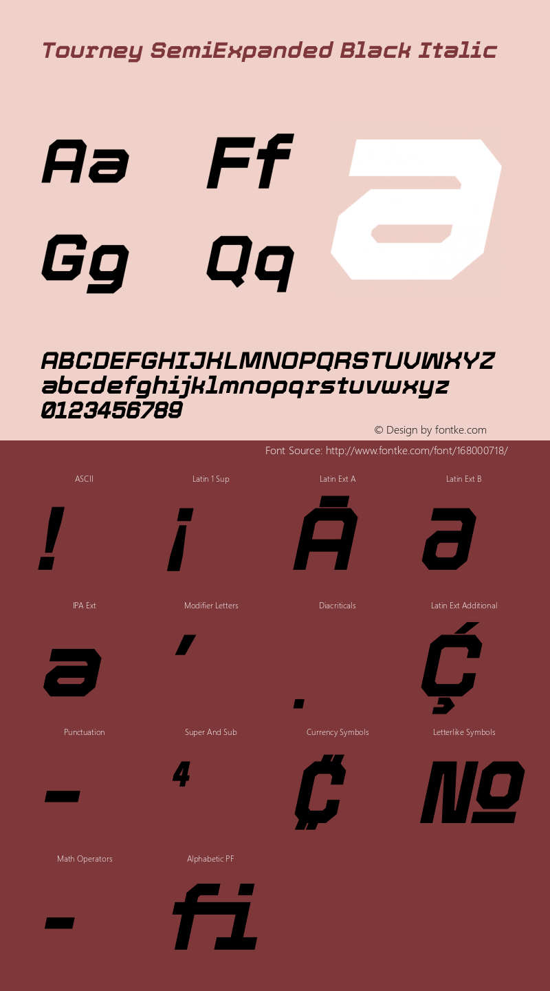 Tourney SemiExpanded Black Italic Version 1.015图片样张