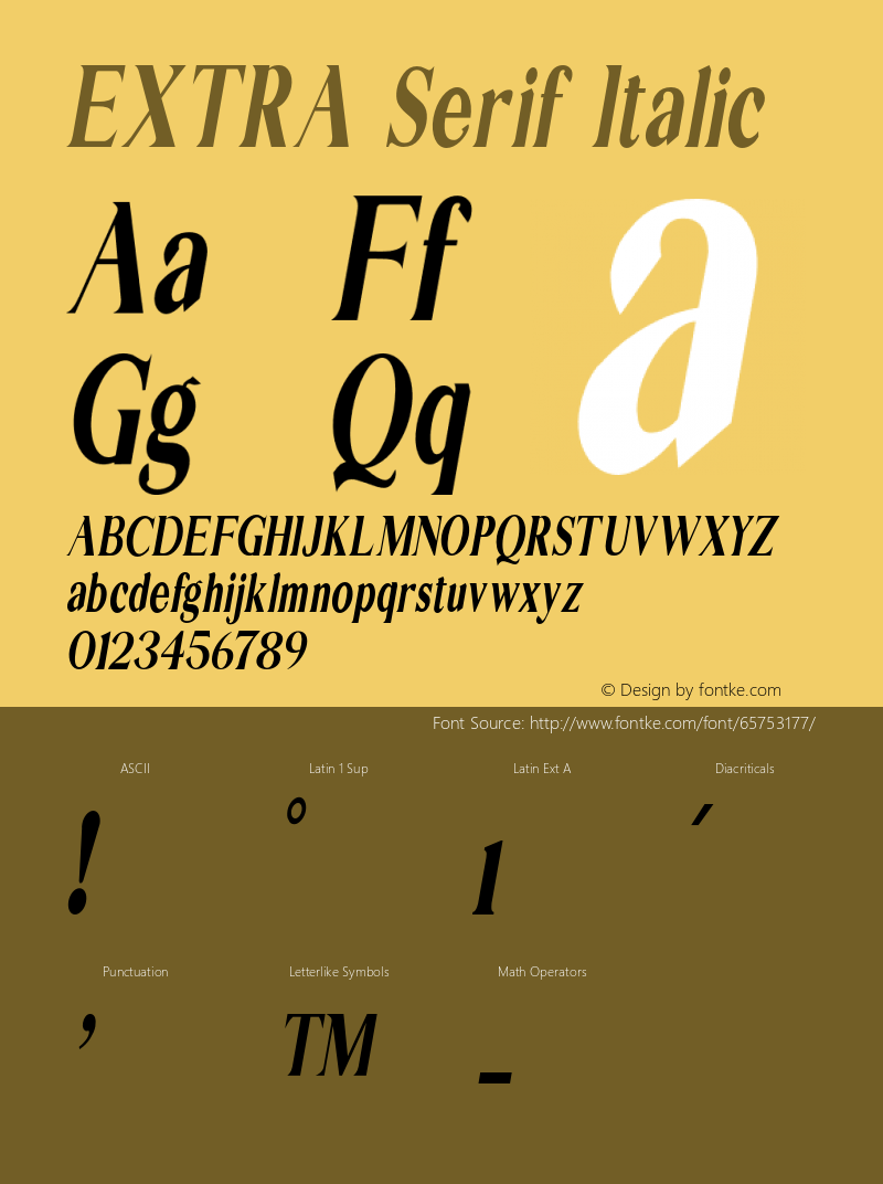 EXTRASerif-Italic Version 1.000 Font Sample