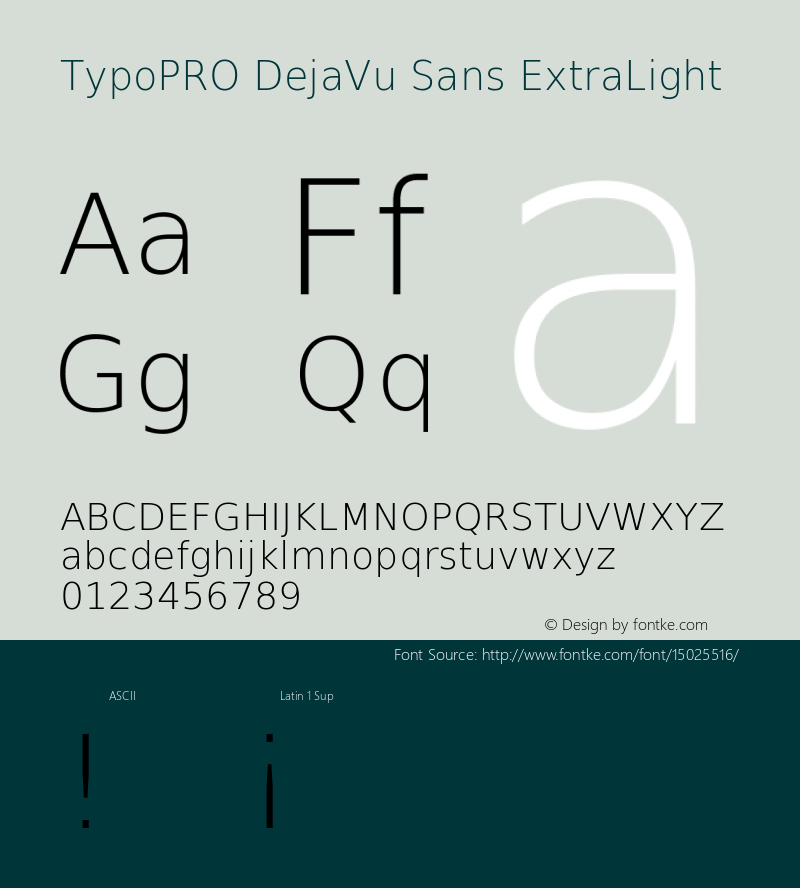 TypoPRO DejaVu Sans ExtraLight Version 2.34 Font Sample