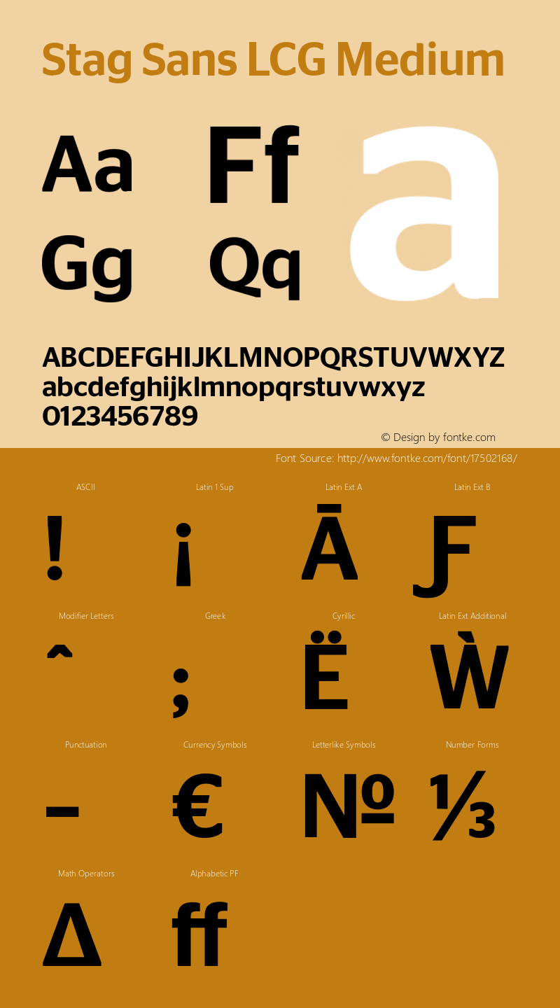 Stag Sans LCG Medium Version 1.200; 2016 Latin, Cyrillic and Greek Font Sample