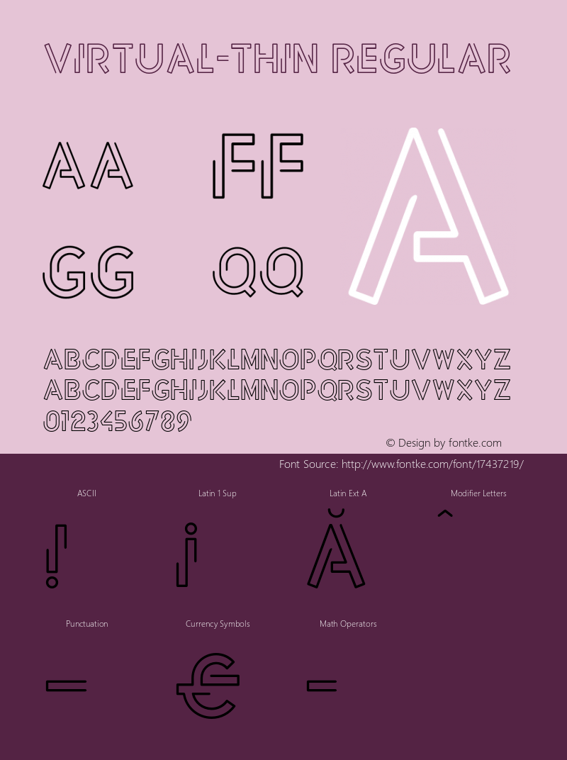 Virtual-Thin Regular Version 4.000;com.myfonts.easy.john-moore.virtual.thin.wfkit2.version.4Bfk Font Sample