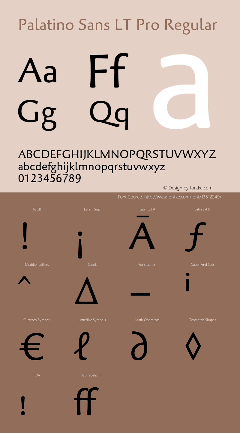 Palatino Sans LT Pro Regular Version 1.000;PS 001.000;hotconv 1.0.38 Font Sample