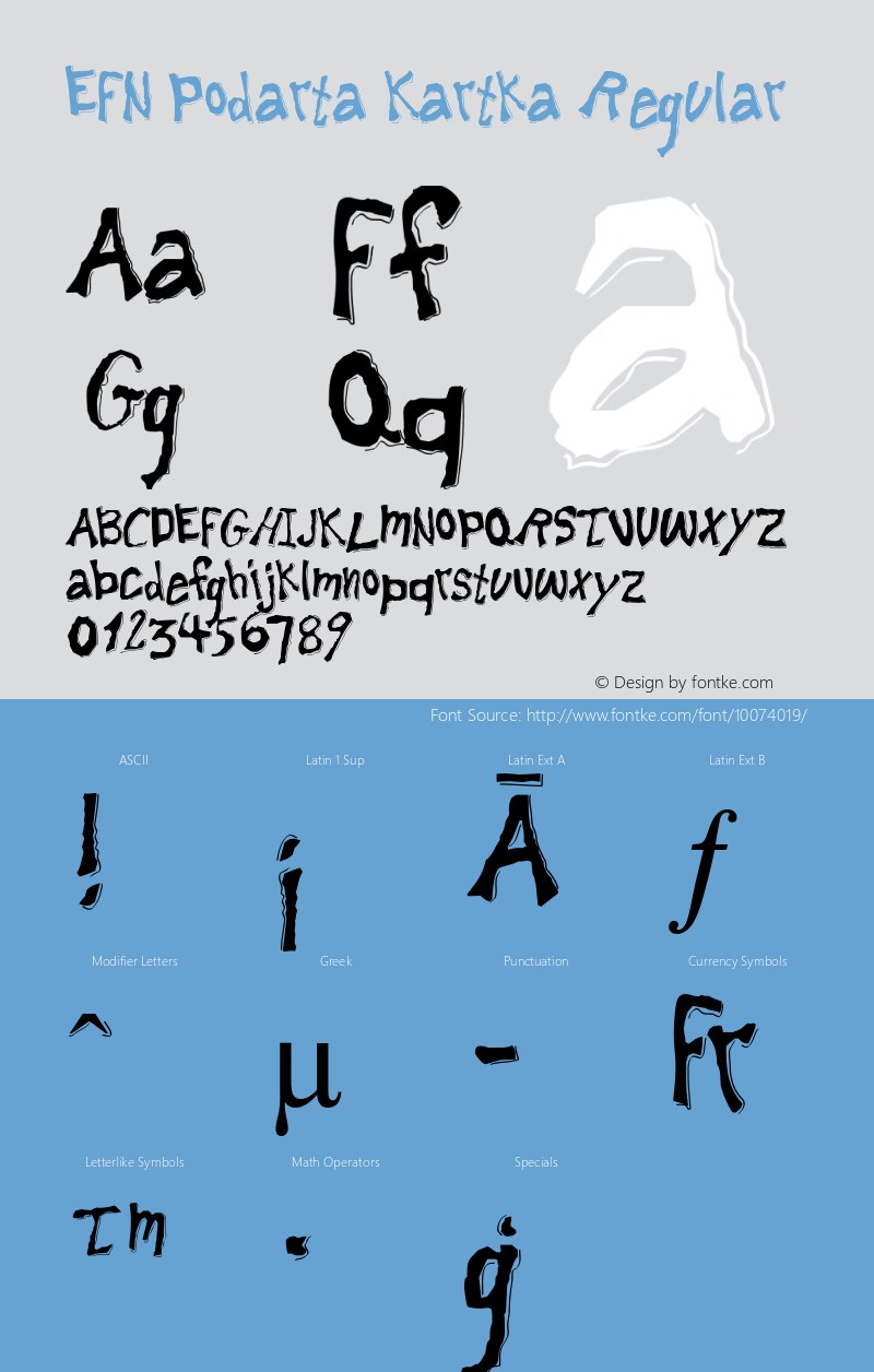 EFN Podarta Kartka Regular Version 2.0; 2000 Font Sample