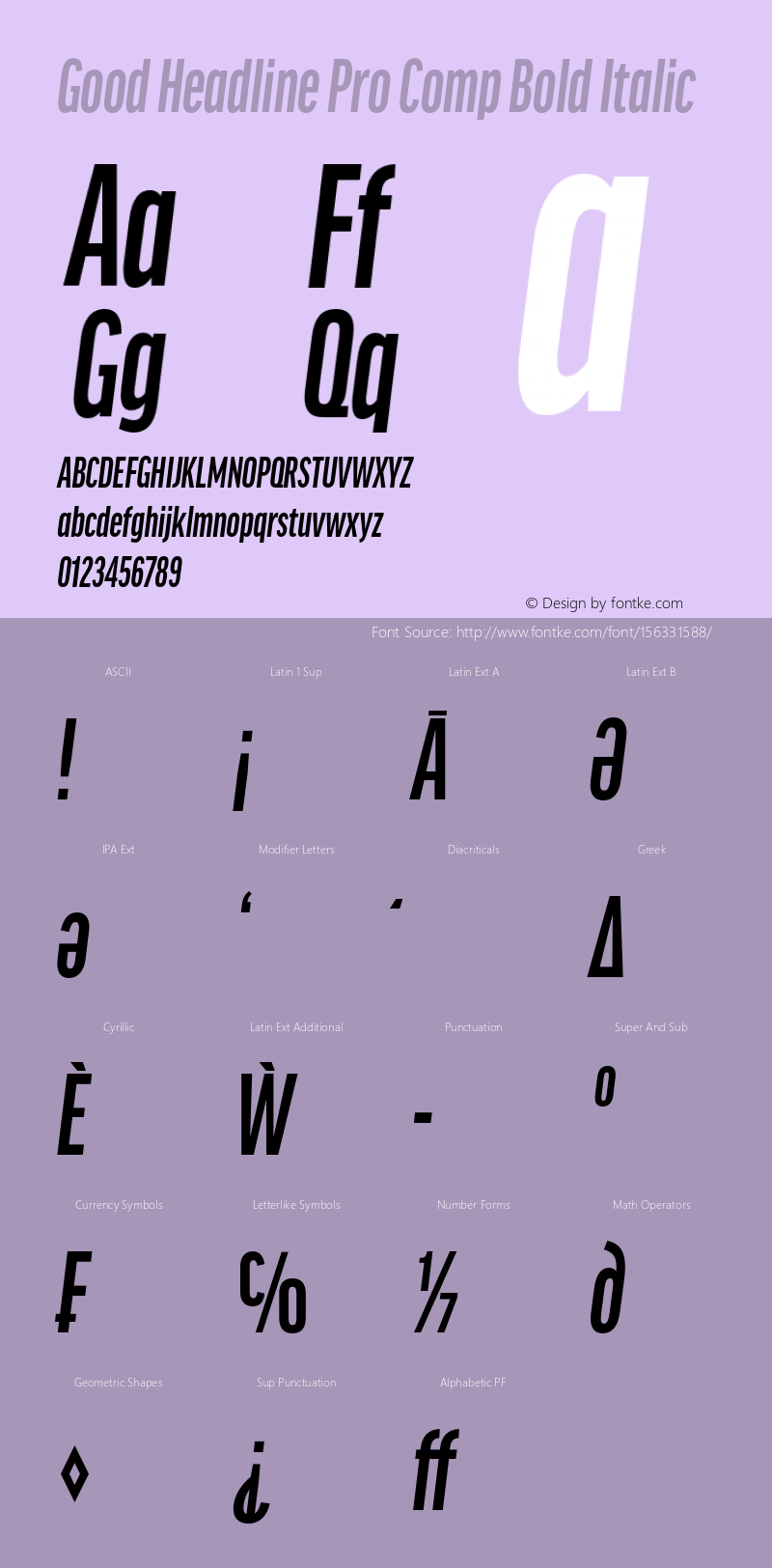 GoodHeadlinePro-CompBoldItalic Version 7.504; 2014; Build 1021 Font Sample