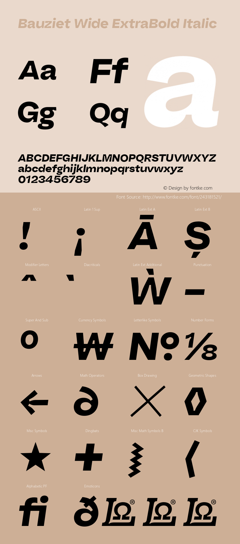 Bauziet Wide ExtraBold Italic Version 1.000;hotconv 1.0.109;makeotfexe 2.5.65596图片样张