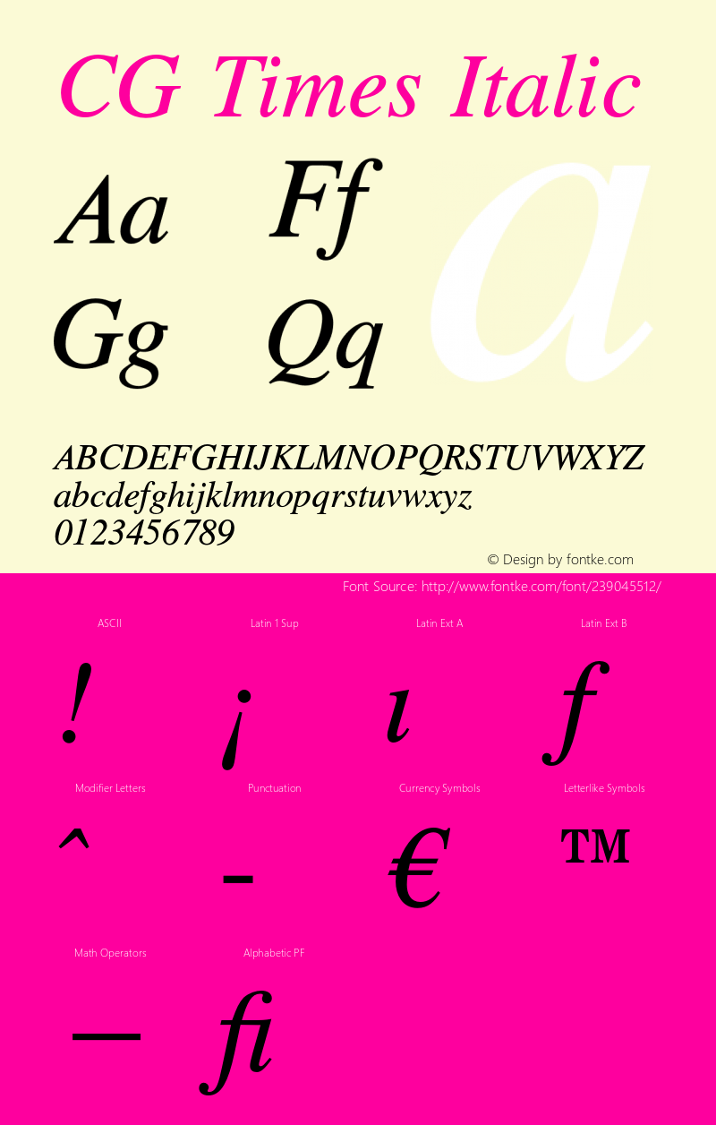 CG Times Italic Version 1.00图片样张