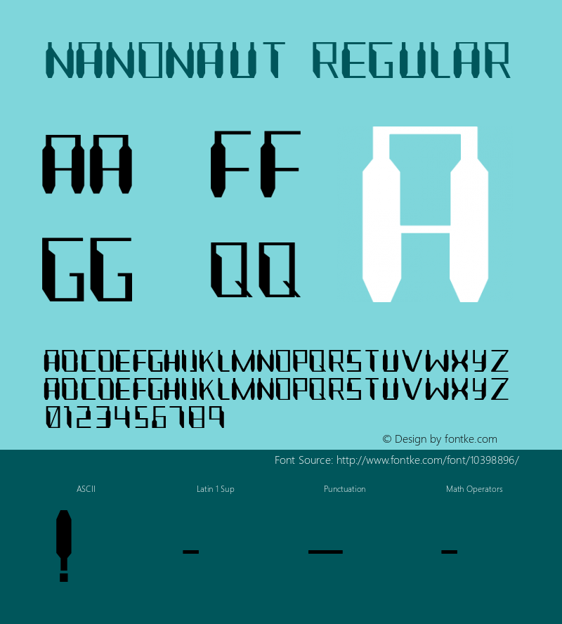 Nanonaut Regular Fontographer 4.7 2/25/11 FG4M­0000002045 Font Sample