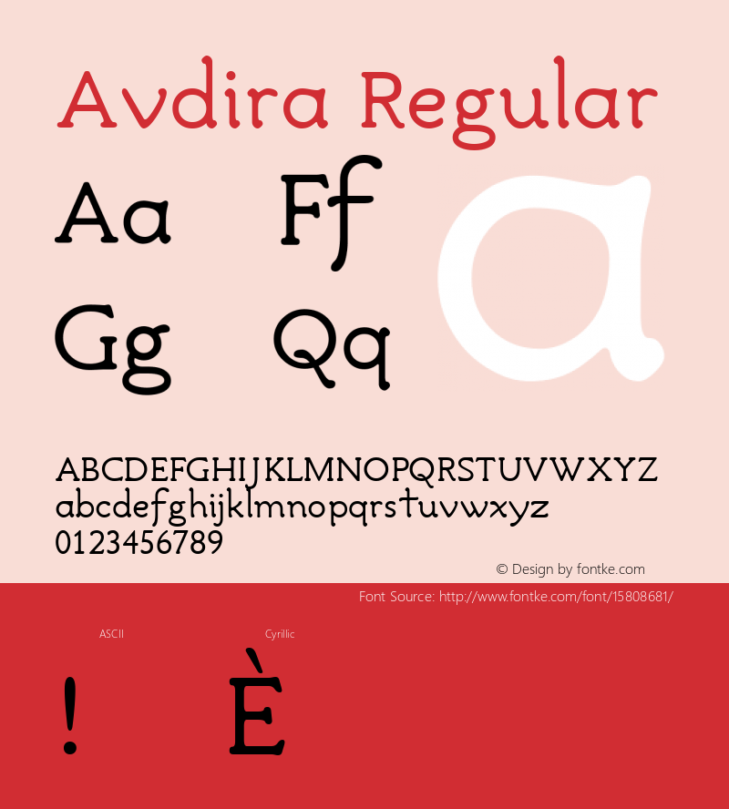 Avdira Regular Version 1.01; ttfautohint (v1.4.1) Font Sample