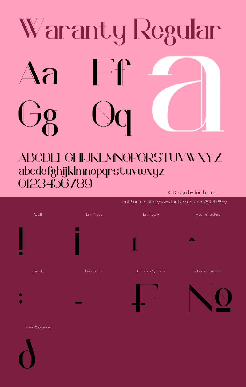 Waranty Version 1.00;October 10, 2020;FontCreator 12.0.0.2552 64-bit Font Sample