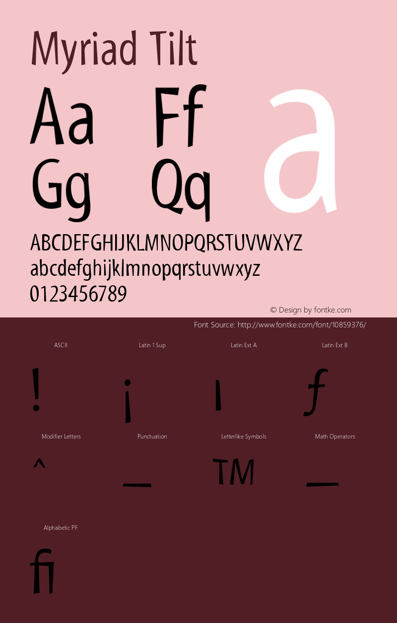 Myriad Tilt Version 001.000 Font Sample