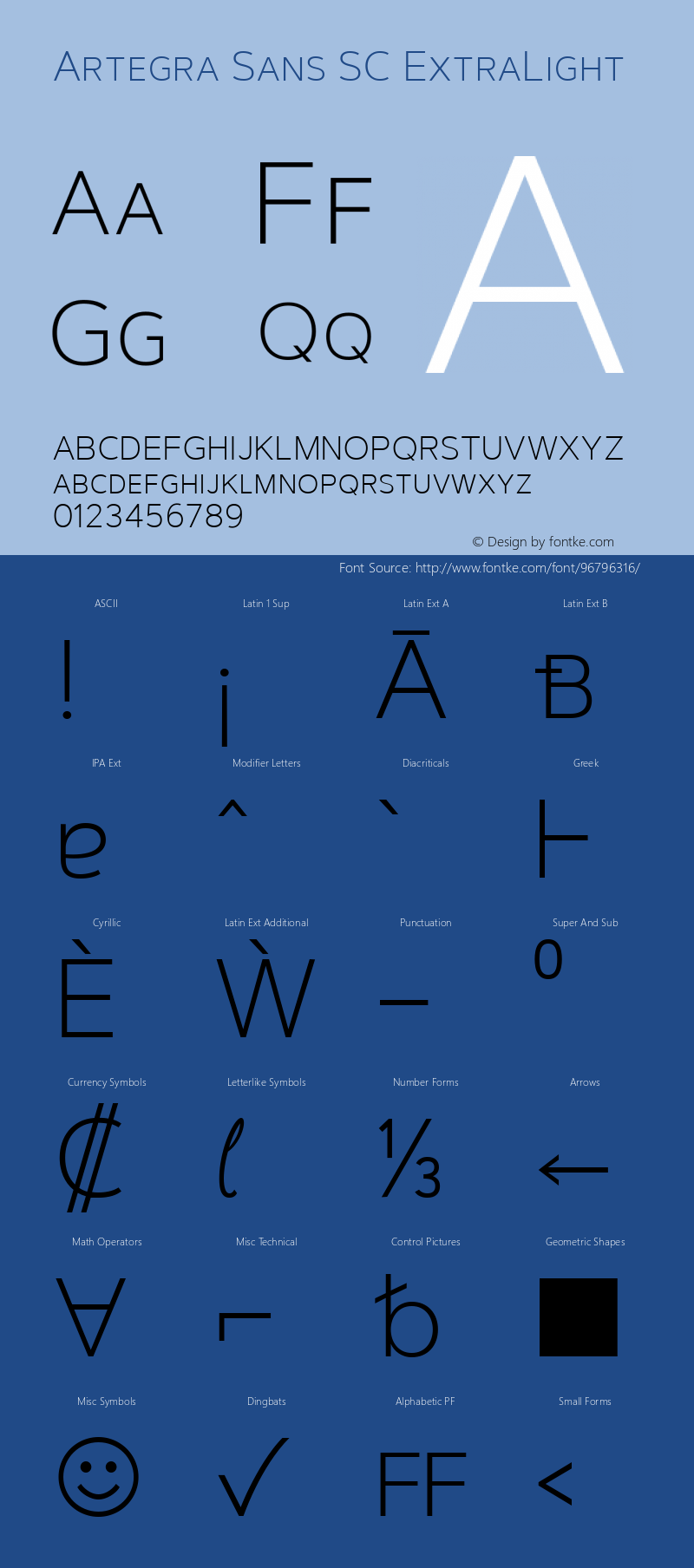 Artegra Sans SC ExtraLight 1.006 Font Sample