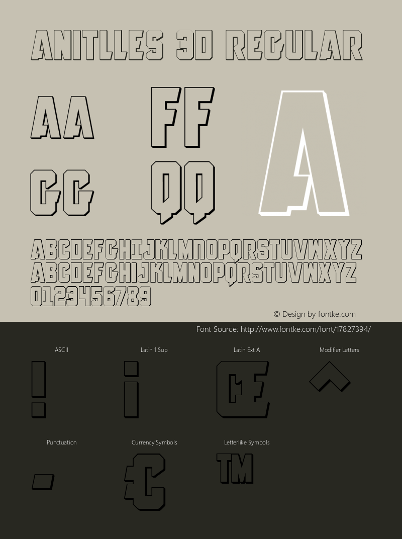 Anitlles 3D Regular 001.000 Font Sample