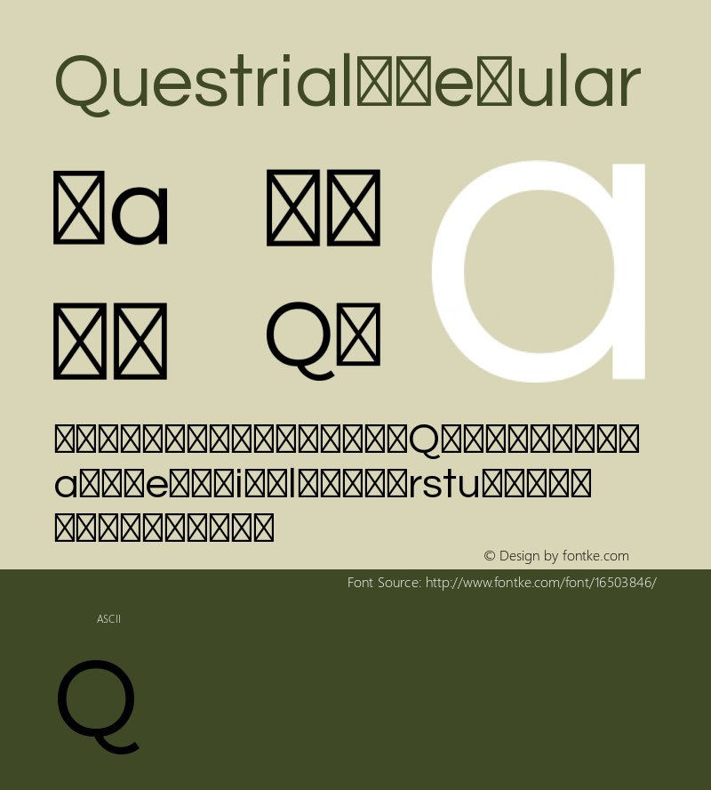 Questrial Regular Version 1.002 Font Sample