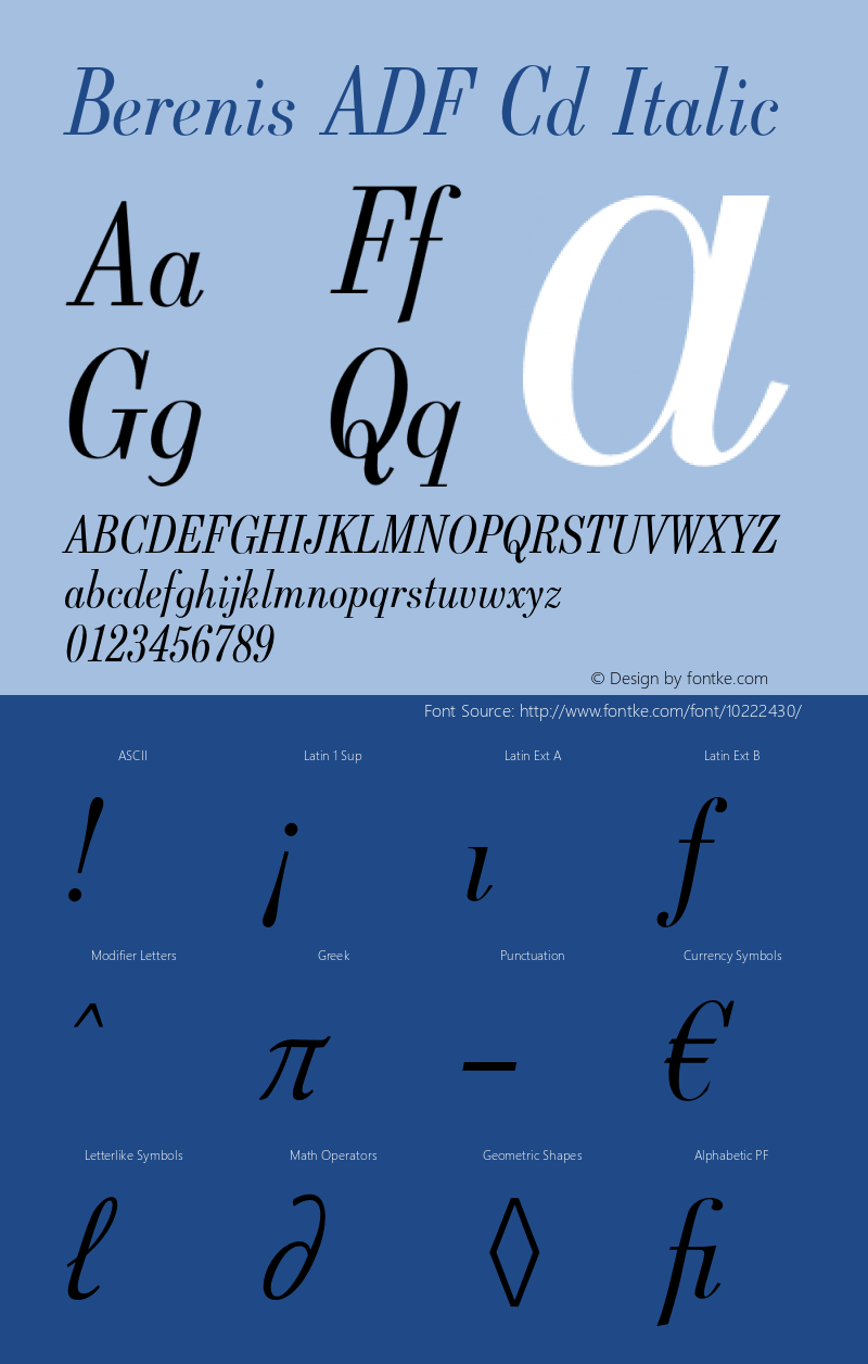 Berenis ADF Cd Italic Version 1.001;PS 1.008;Core 1.0.38;makeotf.lib1.6.5960 Font Sample