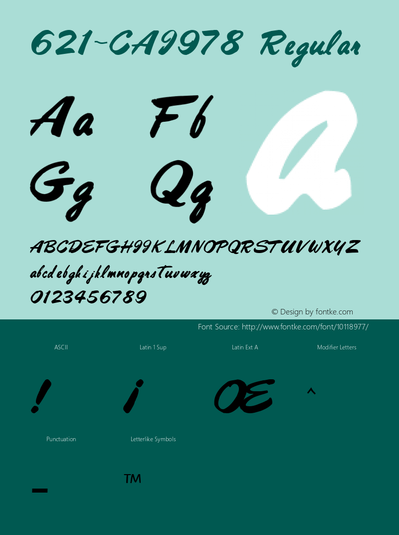 621-CAI978 Regular Version 1.00 December 21, 1928, initial release Font Sample