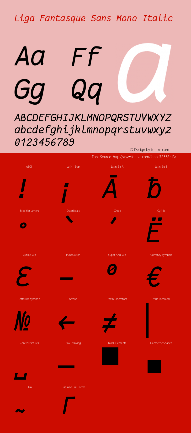 Liga Fantasque Sans Mono Italic Version 1.7.2图片样张