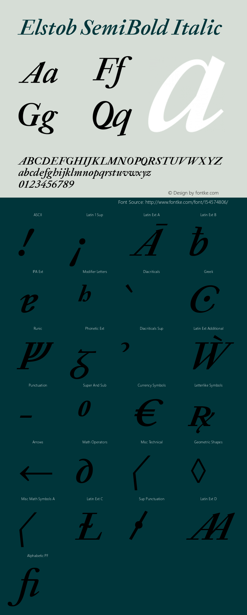 Elstob SemiBold Italic Version 1.014; ttfautohint (v1.8.3) Font Sample