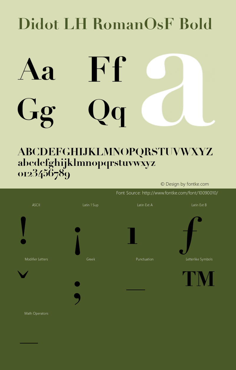 Didot LH RomanOsF Bold Version 2.0; 2000; initial release Font Sample