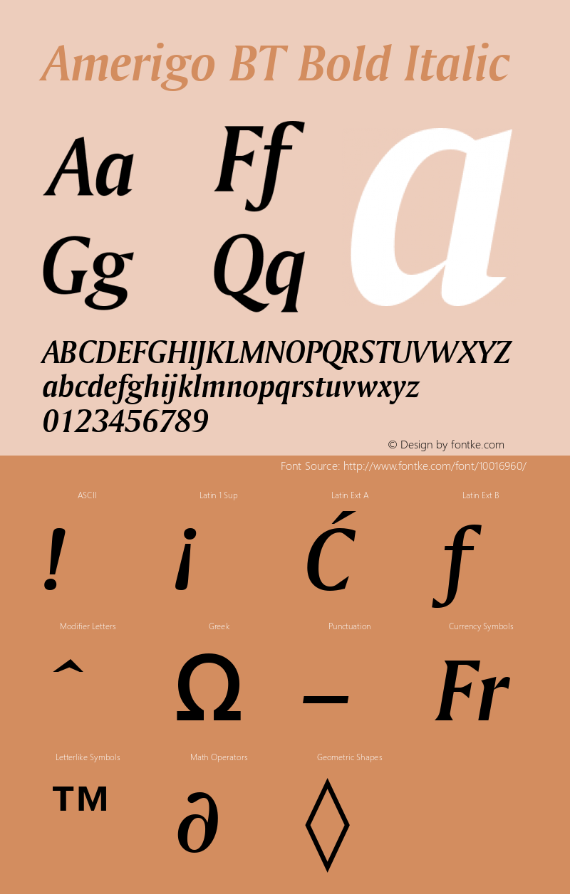 Amerigo BT Bold Italic mfgpctt-v4.4 Jan 4 1999 Font Sample