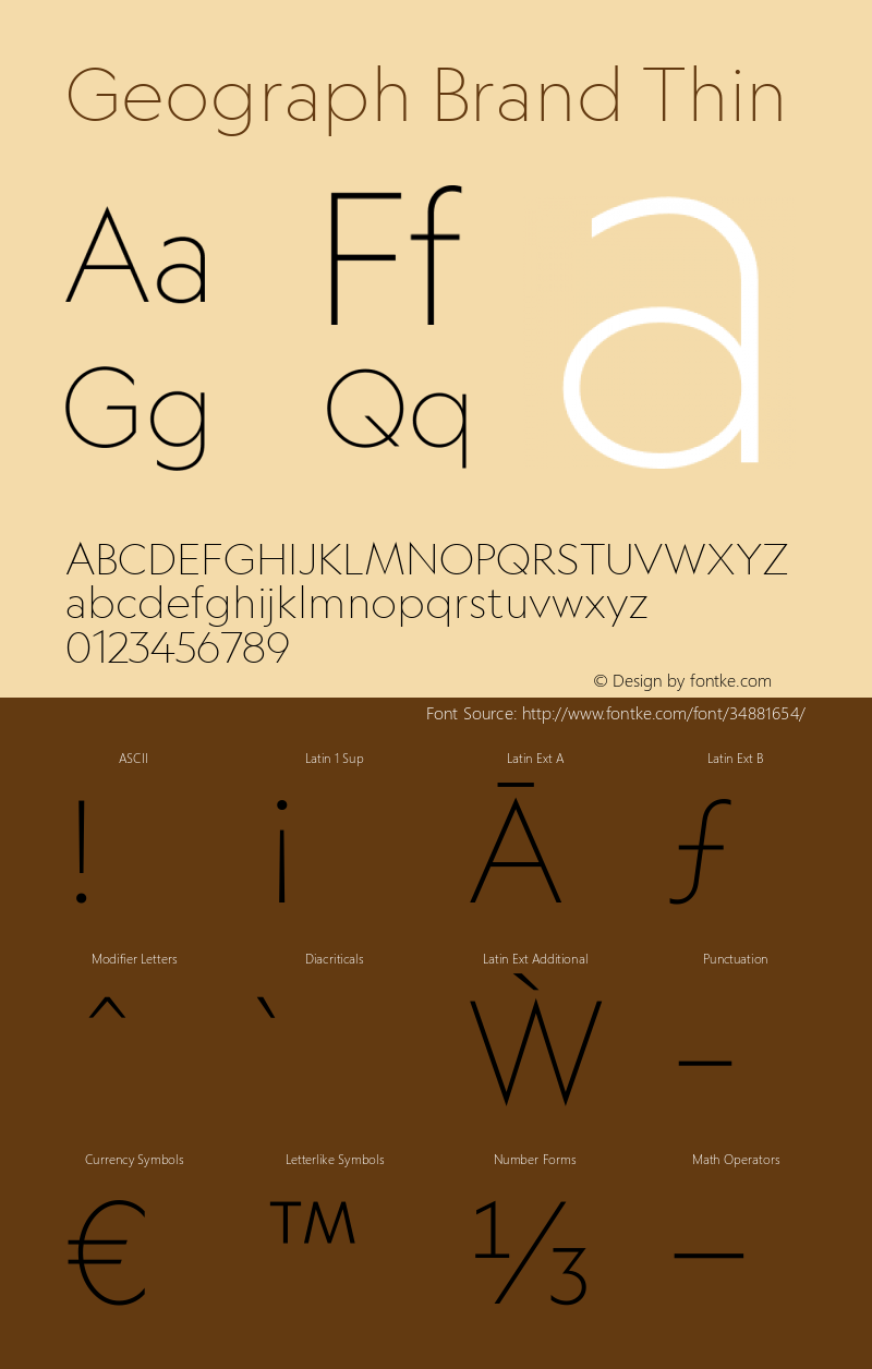 GeographBrand-Thin Version 1.001 Font Sample