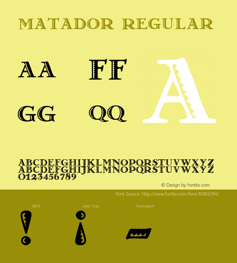 Matador Regular Macromedia Fontographer 4.1 10/27/97 Font Sample