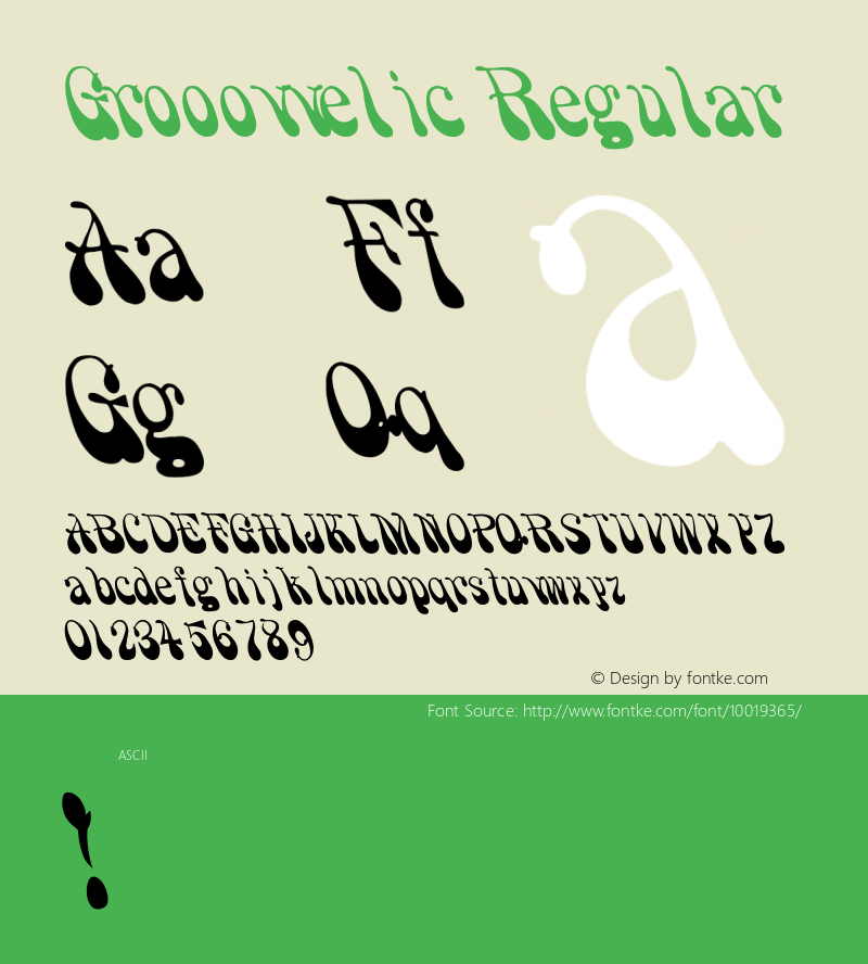 Grooovvelic Regular -------------- d:\aff10\Grooovve.FF1 ---------- Font Sample