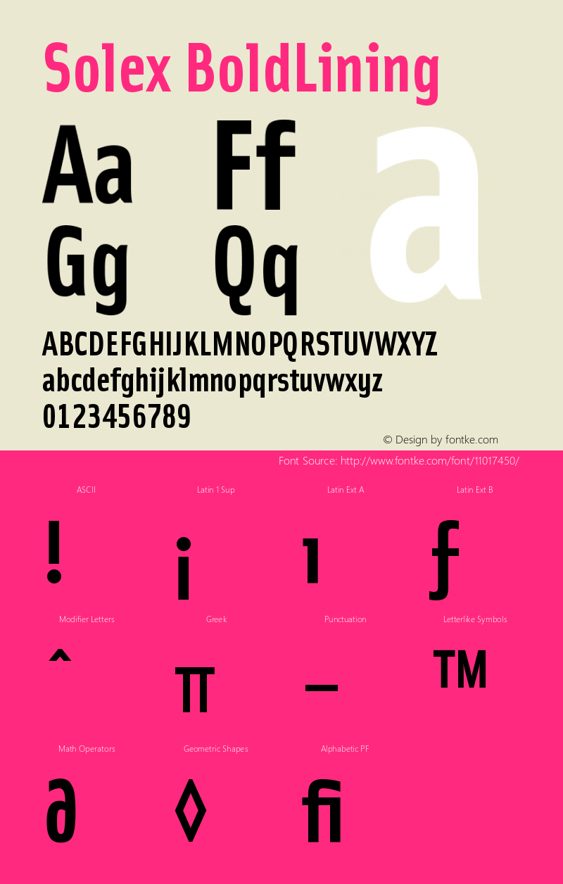 Solex BoldLining Version 001.000 Font Sample