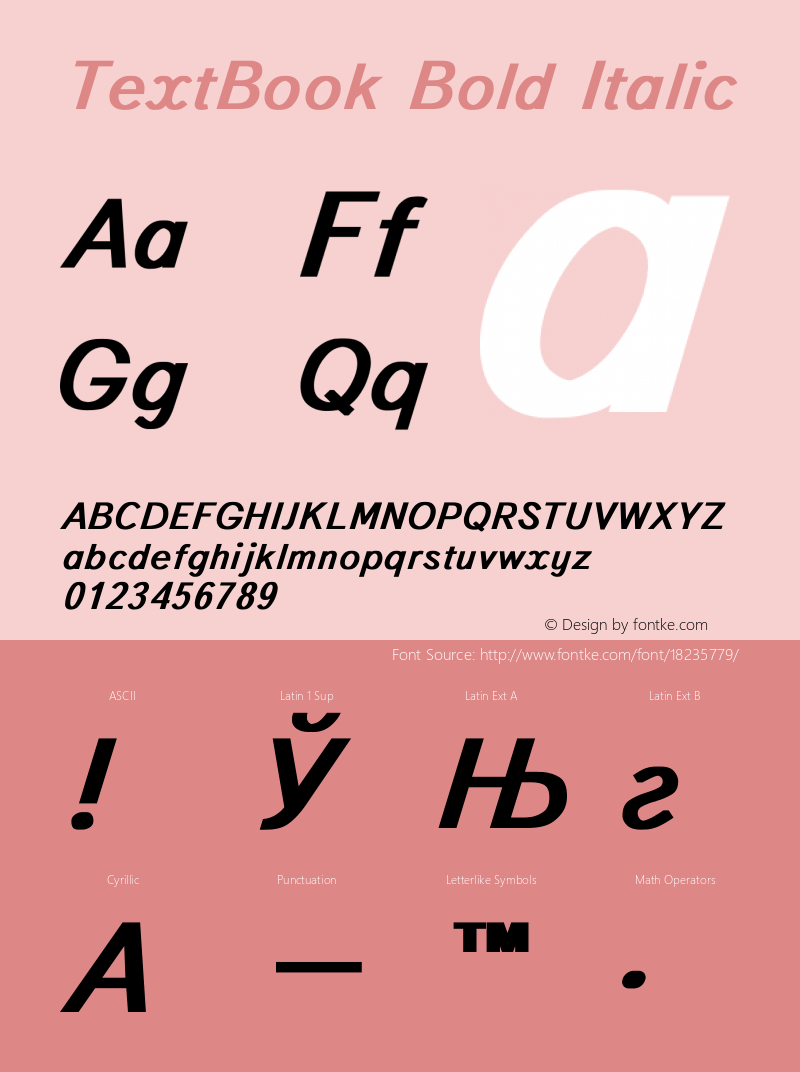 TextBook Bold Italic Converted from t:\TEXTBOO2.BF1 by ALLTYPE Font Sample