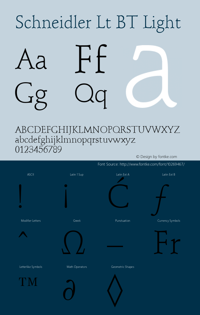 Schneidler Lt BT Light mfgpctt-v1.59 Friday, March 5, 1993 10:46:48 am (EST) Font Sample