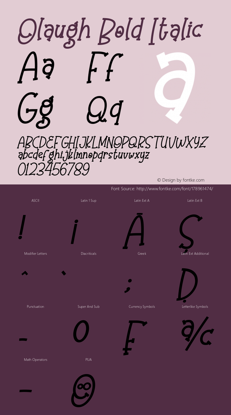 Olaugh Bold Italic Version 1.00;August 20, 2019图片样张