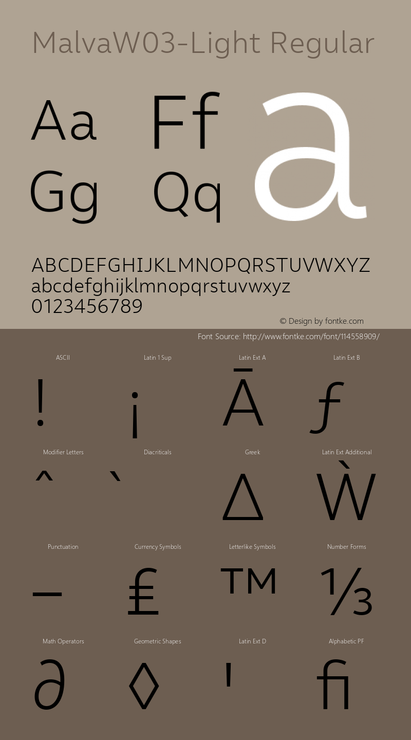 Malva W03 Light Version 1.00 Font Sample